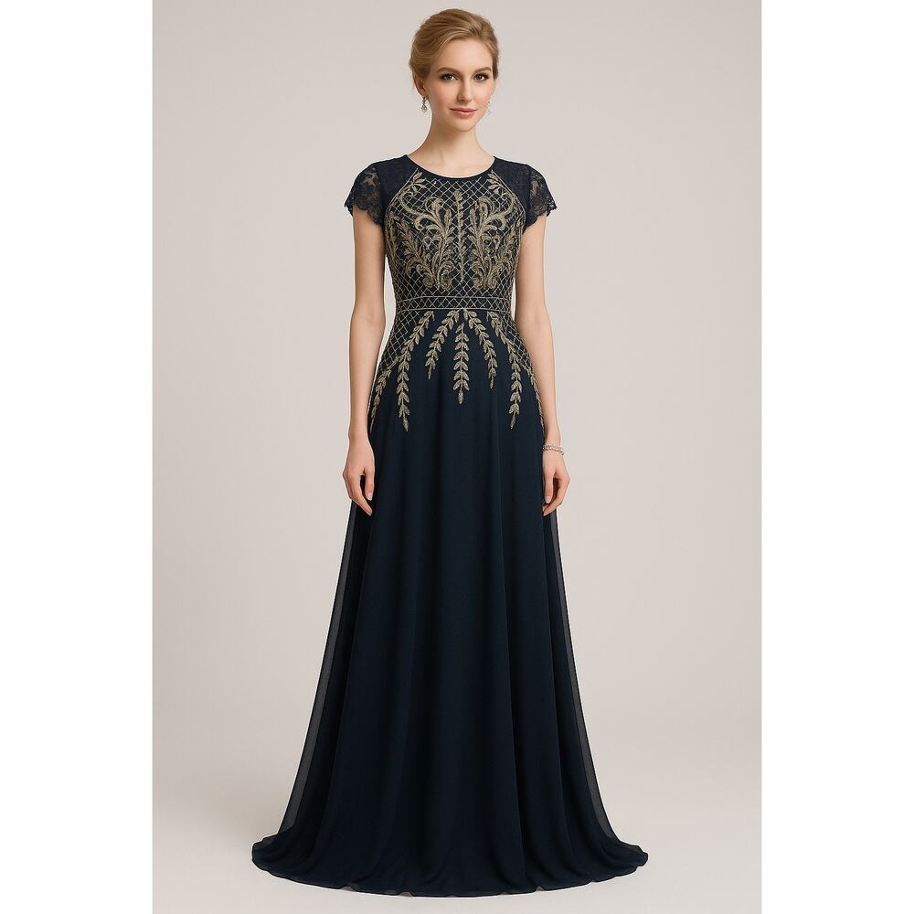 Joanna Hope Navy Beaded Gown - Size 30